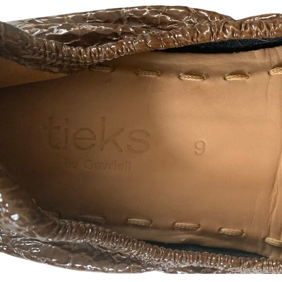 Tieks Sienna Brown Croc Shoes, Foldable Ballet Flats, size 9 - Picture 9 of 10